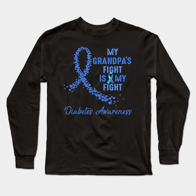 My Grandpa's Fight Is My Fight Type 1 Diabetes Awareness Long Sleeve T-Shirt by thuylinh8
